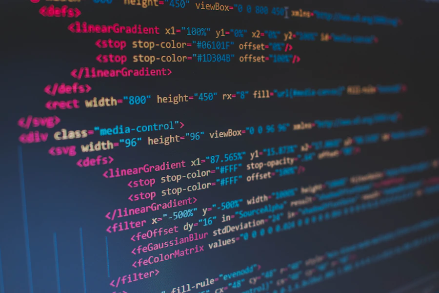 Trecho de código em uma tela de monitor com sintaxe destacada